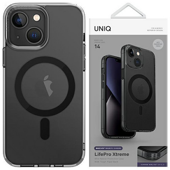 Etui Uniq LifePro Xtreme na iPhone 14 Plus Magclick Charging czarny/frost smoke