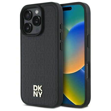 DKNY ETUI HARDCASE DO IPHONE 16 PRO 6.3 REPEAT PATTERN STACK LOGO