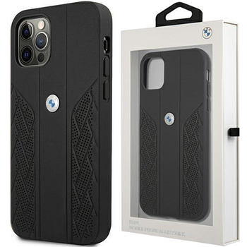 Etui BMW BMHCP12LRSPPK iPhone 12 Pro Max 6,7" czarny/black hardcase Leather Curve Perforate