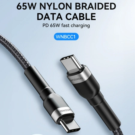 WOZINSKY KABEL USB-C USB-C DO MACBOOK PRO AIR IPAD SZYBKIE ŁADOWANIE 65W 1M