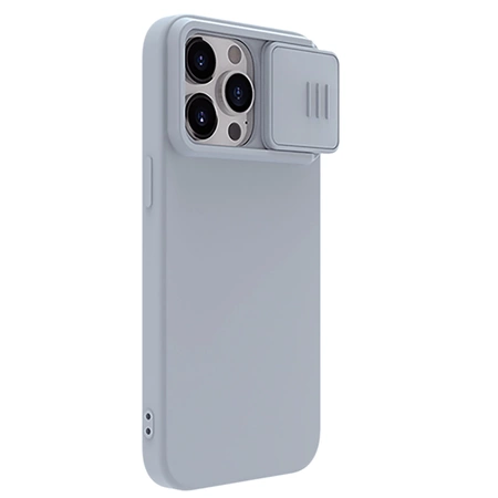 Silikonowe etui Nillkin CamShield Silky Silicone Case do iPhone 15 Pro z osłoną na aparat - szare