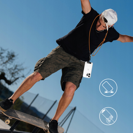 INNOSTYLE SMYCZ DO TELEFONU NA SZYJE WKŁADKA CROSSBODY MOCNA BRĄZOWA 8MM