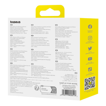 BASEUS BOWIE WM01 SŁUCHAWKI BEZPRZEWODOWE DOUSZNE DO SMARTFONÓW BLUETOOTH