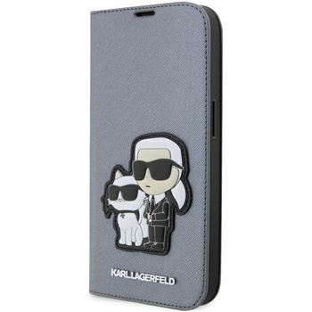 Etui Karl Lagerfeld KLBKP14XSANKCPG na iPhone 14 Pro Max 6.7" bookcase - srebrne Saffiano Karl&Choupette