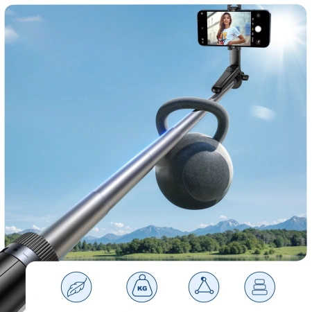 Selfie stick Wozinsky WC1Y70S teleskopowy tripod 1.7m z uchwytem na telefon - czarny