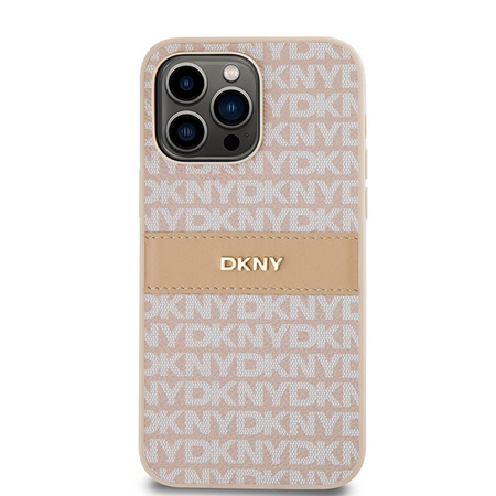 DKNY ETUI HARDCASE DO IPHONE 14 PRO LEATHER MONO STRIPE Z CHRONIĄCĄ POWŁOKĄ