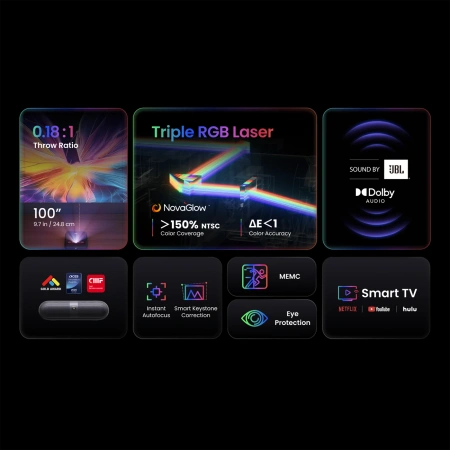 Projektor multimedialny Yaber K300s laserowy RGB FullHD 1080p z głośnikami JBL - czarny