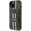 Etui Guess 4G Stripes z portfelem Magsafe do iPhone 15 brązowy