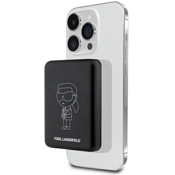 Etui Karl Lagerfeld Powerbank indukcyjny KLPBMKIOTTGK 5W 3000mAh - czarne Ikonik MagSafe