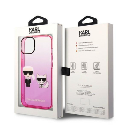 Karl Lagerfeld KLHCP14MTGKCP iPhone 14 Plus 6,7" hardcase różowy/pink Gradient Ikonik Karl & Choupette