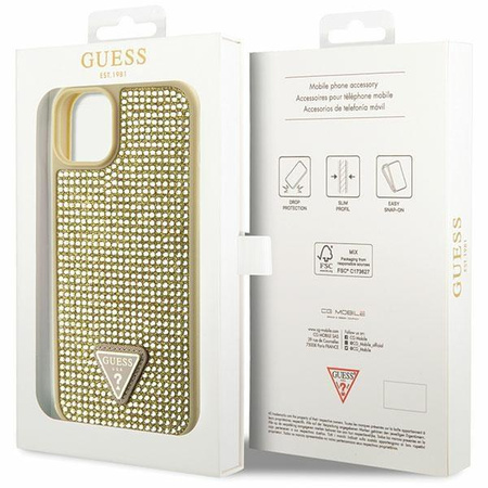 Etui Guess GUHCP14MHDGTPD na iPhone 14 Plus 6.7" - złote Rhinestone Triangle