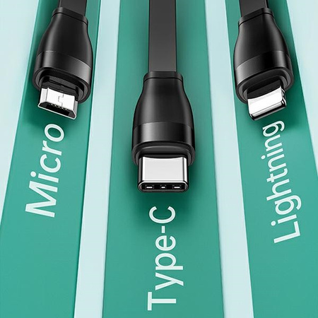 USAMS KABEL 3W1 U69 DO DO LIGHTNING MICRO USB USB-C 1M DO ŁADOWANIA