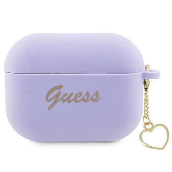 Etui Guess GUAP2LSCHSU na AirPods Pro 2 cover purpurowy/purple Silicone Charm Heart Collection