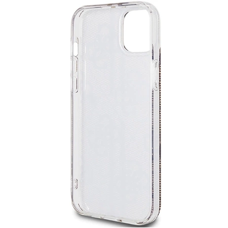 Etui Guess IML 4G Gold Stripe na iPhone 15 Plus / 14 Plus - brązowe