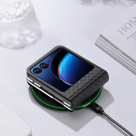 Skórzane etui z portfelem do Motorola Razr 40 Ultra Dux Ducis Bril - czarne