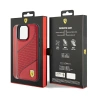 Etui Ferrari Perforated Waves Metal Logo na iPhone 15 Pro - czerwone