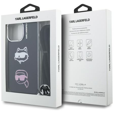Etui Karl Lagerfeld IML Crossbody Karl&Choupette Head do iPhone 16 Pro czarny