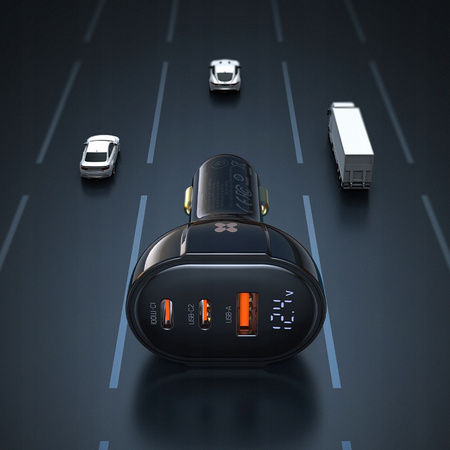 MCDODO MOCNA SZYBKA ŁADOWARKA SAMOCHODOWA MIERNIK 3X USB USB-C 128W LED