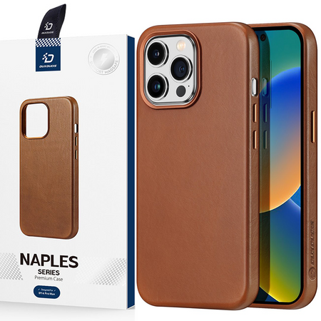 Dux Ducis Naples etui iPhone 14 Pro Max magnetyczny skórzany pokrowiec MagSafe brązowe