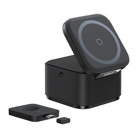 Ładowarka indukcyjna Baseus MagPro 3w1 25W kompatybilna z MagSafe do telefonu i smartwatcha - czarna