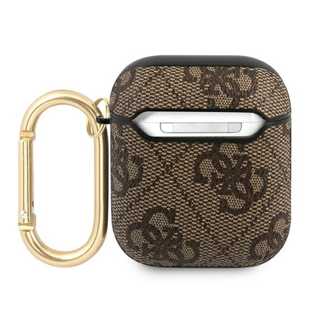 GUESS ETUI DO AIRPODS 1 2 SKÓRZANE Z METALOWYM LOGO ZBUDOWANE NA 4G SCRIPT