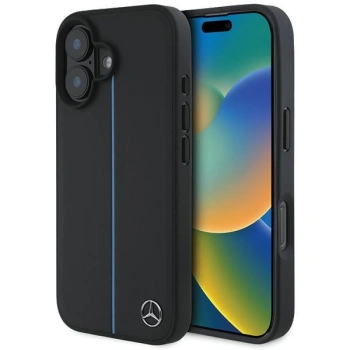 MERCEDES HARDCASE POKROWIEC DO IPHONE 16 6,1 MB BLUE LINE LEATHER