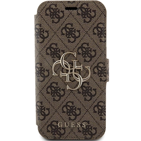 Etui Guess 4G Metal Logo na iPhone 15 Pro - brązowe