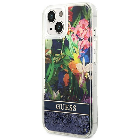 Guess GUHCP14MLFLSB iPhone 14 Plus 6,7" niebieski/blue hardcase Flower Liquid Glitter