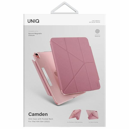 Etui Uniq Camden na iPad 10 gen. (2022) różowy/rouge pink Antimicrobial