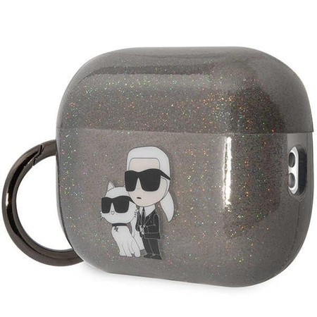 Etui Karl Lagerfeld KLAP2HNKCTGK na AirPods Pro 2 cover - czarne Glitter Karl&Choupette