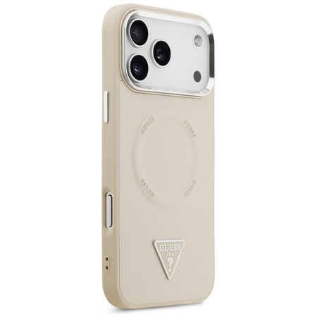 Etui Guess Triangle Logo MagSafe do iPhone 17 Pro beżowy