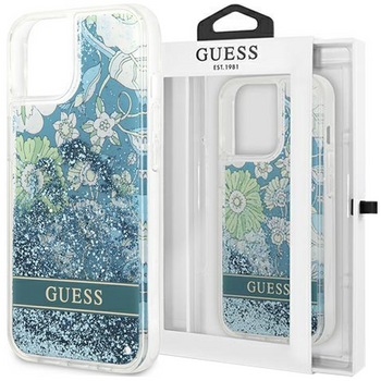 Guess GUHCP13SLFLSN iPhone 13 mini 5,4" zielony/green hardcase Flower Liquid Glitter