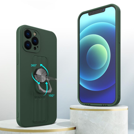 Ring Case silikonowe etui z uchwytem na palec i podstawką do Xiaomi Redmi Note 10 / Redmi Note 10S czarny