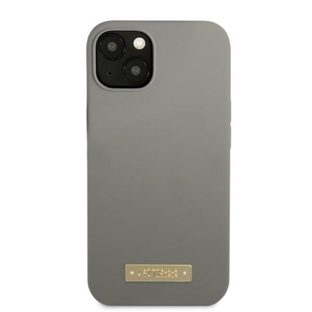 Guess GUHMP13MSPLG iPhone 13 6,1" szary/grey hard case Silicone Logo Plate MagSafe