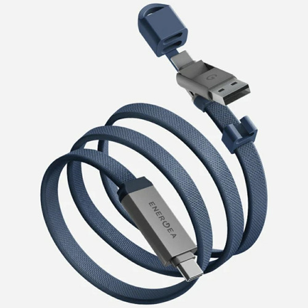Kabel Energea Sheath Travel 2w1 USB-C do USB-C/USB-A 480Mbps 60W 1.2m niebieski