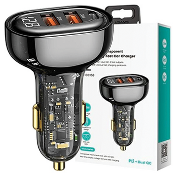 USAMS ŁADOWARKA 2XUSB 1XUSB-C DO SAMOCHODU SZYBKIE ŁADOWANIE 125W CC158CC01