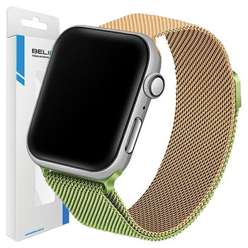 BELINE PASEK DO APPLE WATCH 42 44 45 49MM STALOWY ZIELONO-ZŁOTY NA PREZENT
