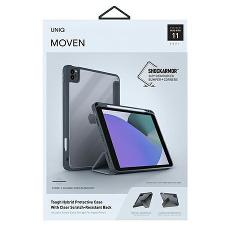Etui Uniq Moven na iPad Pro 11" (2021/2020) Antimicrobial - szare