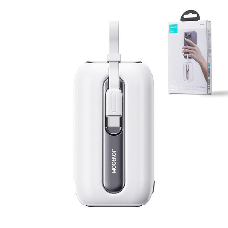 Joyroom powerbank 10000mAh Colorful Series 22.5W z 2 wbudowanymi kablami USB C i Lightning biały (JR-L012)
