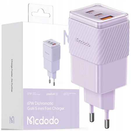 MCDODO SZYBKA ŁADOWARKA SIECIOWA ZASILACZ KOSTKA 3X USB-C PD USB-A GAN 67W