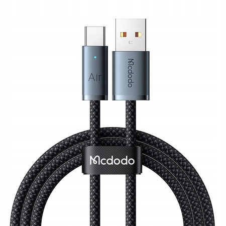 MCDODO KABEL USB-A USB-C SZYBKIE ŁADOWANIE USB TYP C 6A 100W 1M LED CZARNY