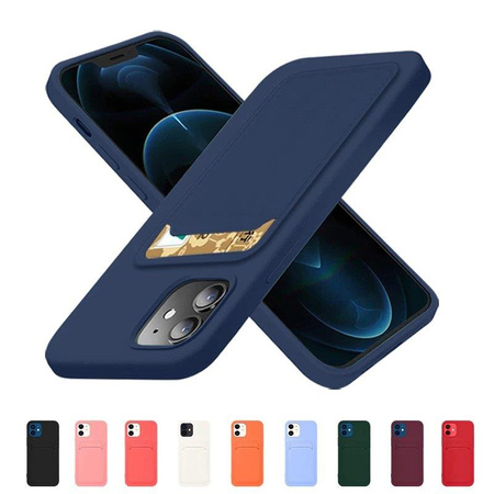 Card Case silikonowe etui portfel z kieszonką na kartę dokumenty do Samsung Galaxy A22 4G bordowy