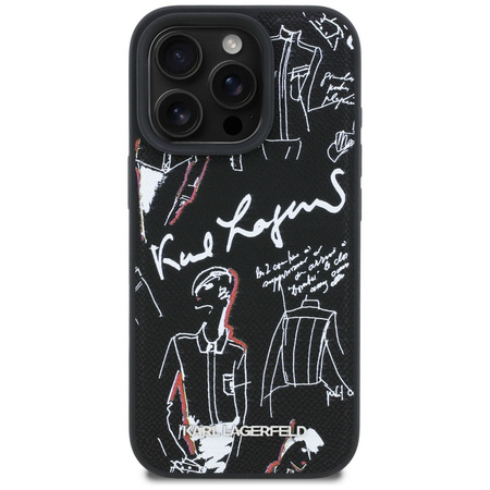 Etui Karl Lagerfeld Grained Pattern &    Logo MagSafe do iPhone 16 Pro Max czarny