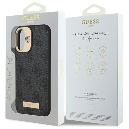 Guess GUHMP16SU4GPRK iPhone 16 6.1 czarny/black hardcase 4G Logo Plate MagSafe