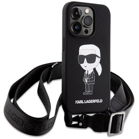 Etui Karl Lagerfeld Crossbody Silicone Ikonik do iPhone 15 Pro - czarne