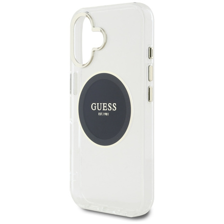 GUESS ETUI POKROWIEC DO IPHONE 16 DO MAGSAFE LOGO METALOWE OKRĘG ZŁOTE