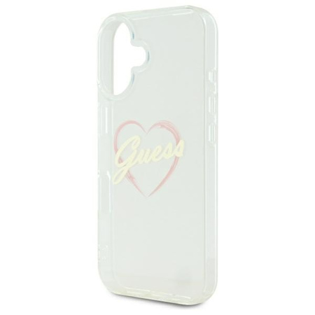 GUESS ETUI HARDCASE DO IPHONE 16 6.1'' Z IML HEART I PRZEŹROCZYSTYM WZOREM