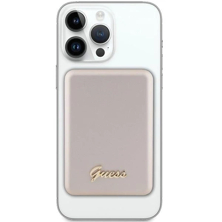 Powerbank indukcyjny Guess MagSafe Metal Script Logo 15W 5000mAh - złoty