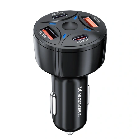 Ładowarka samochodowa Wozinsky WLS-04 60W 2xUSB-C 2xUSB-A - czarna