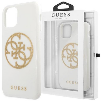 Guess GUHCN65TPUWHGLG iPhone 11 Pro Max biały/white hard case Glitter 4G Circle Logo